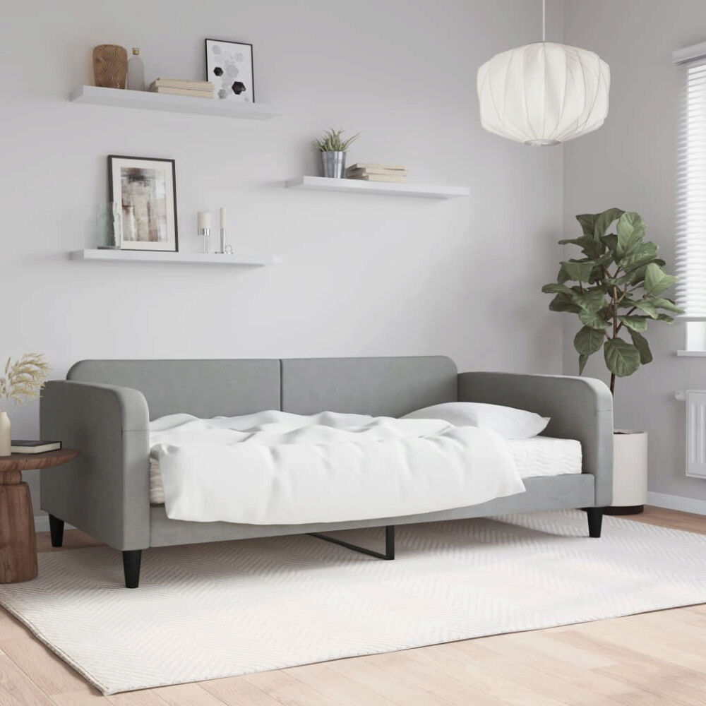 vidaXL Dagbädd med madrass ljusgrå 100x200 cm tyg
