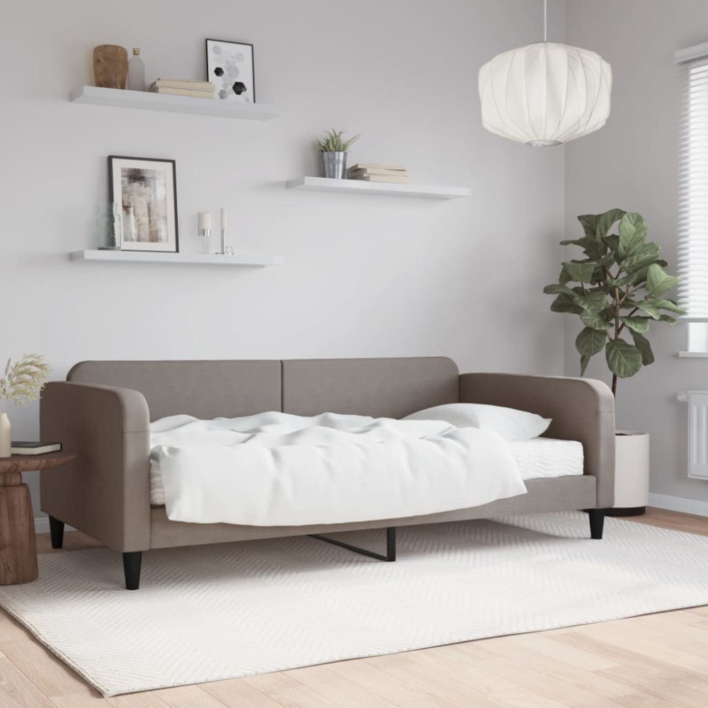 vidaXL Dagbädd med madrass taupe 100x200 cm tyg