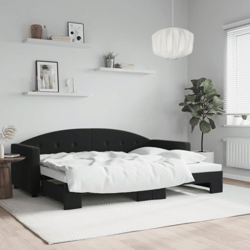 vidaXL Dagbädd utdragbar svart 80x200 cm sammet