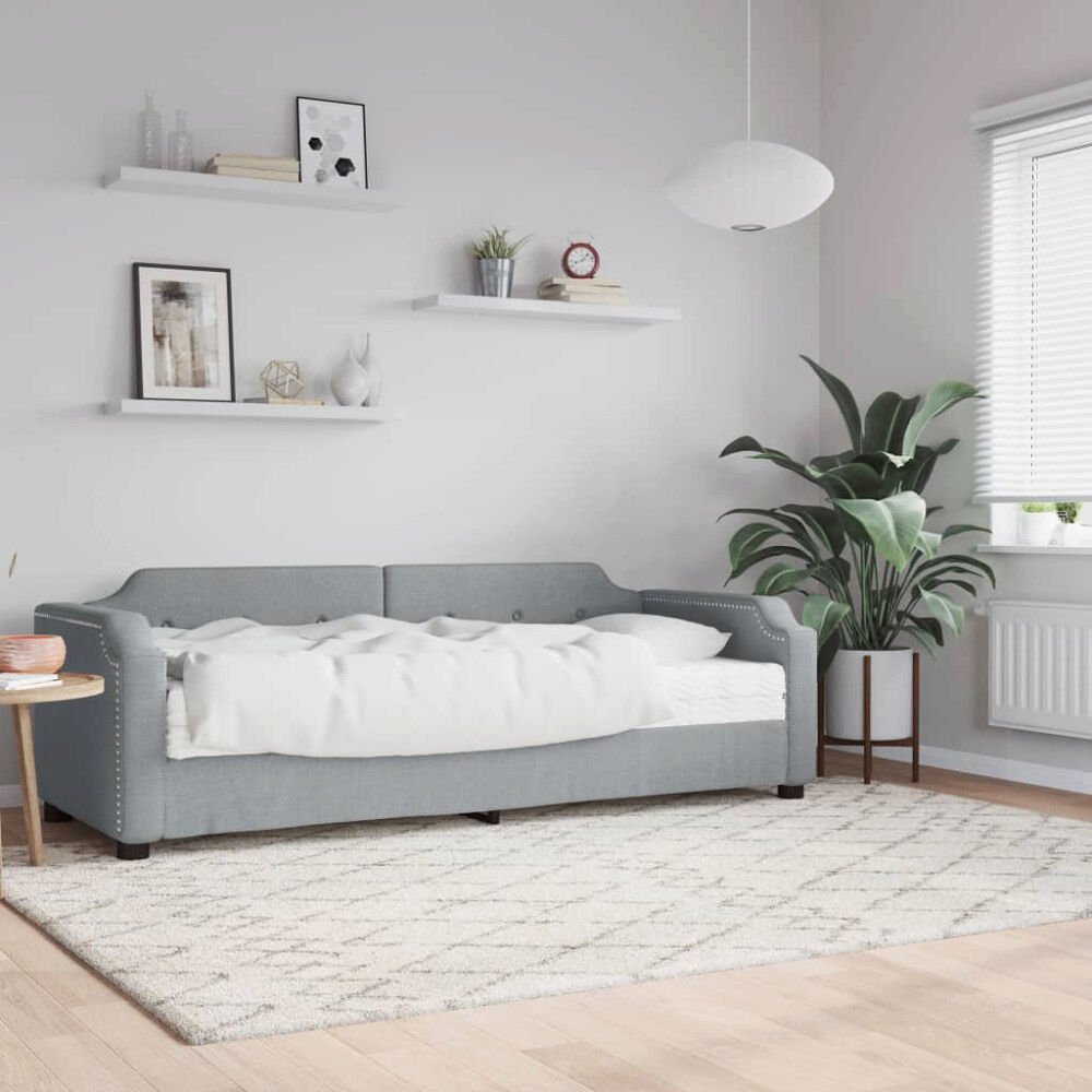 vidaXL Dagbädd med madrass ljusgrå 100x200 cm tyg