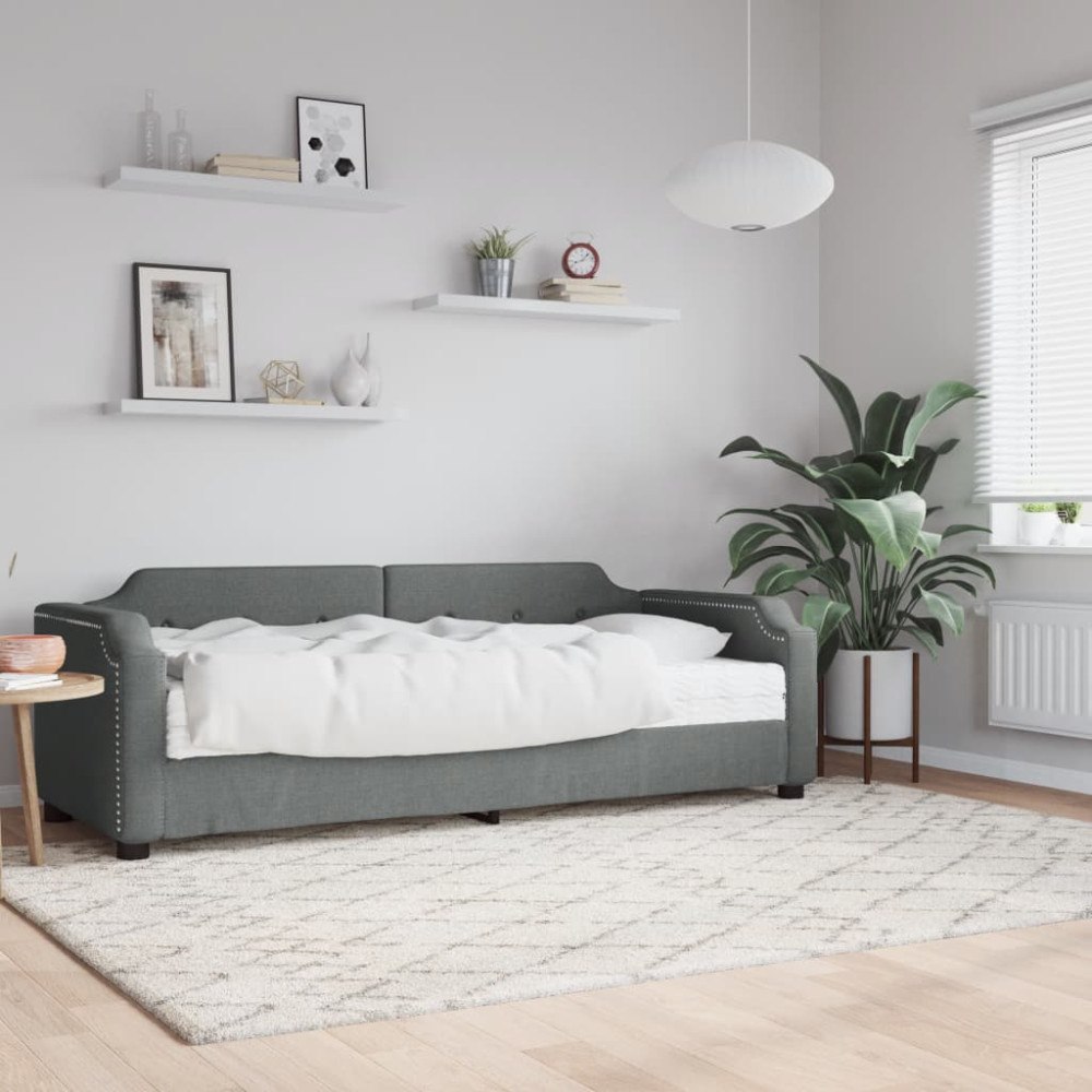 vidaXL Dagbädd med madrass mörkgrå 100x200 cm tyg