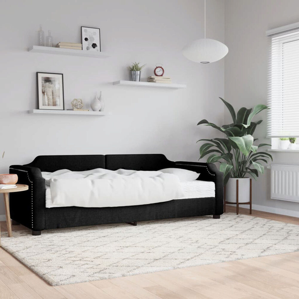 vidaXL Dagbädd med madrass svart 80x200 cm tyg