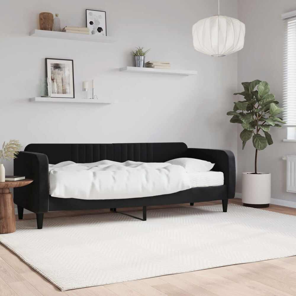 vidaXL Dagbädd med madrass svart 80x200 cm sammet