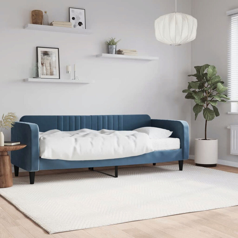 vidaXL Dagbädd med madrass blå 80x200 cm sammet