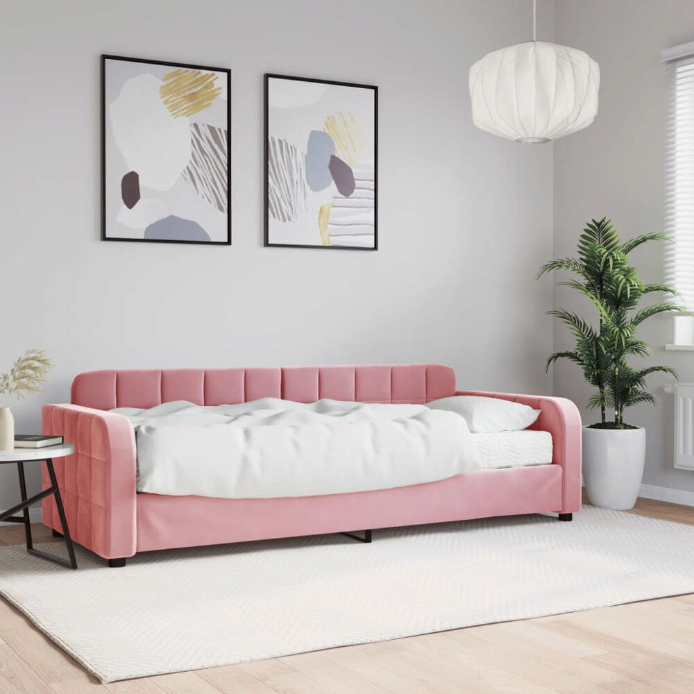 vidaXL Dagbädd med madrass rosa 80x200 cm sammet