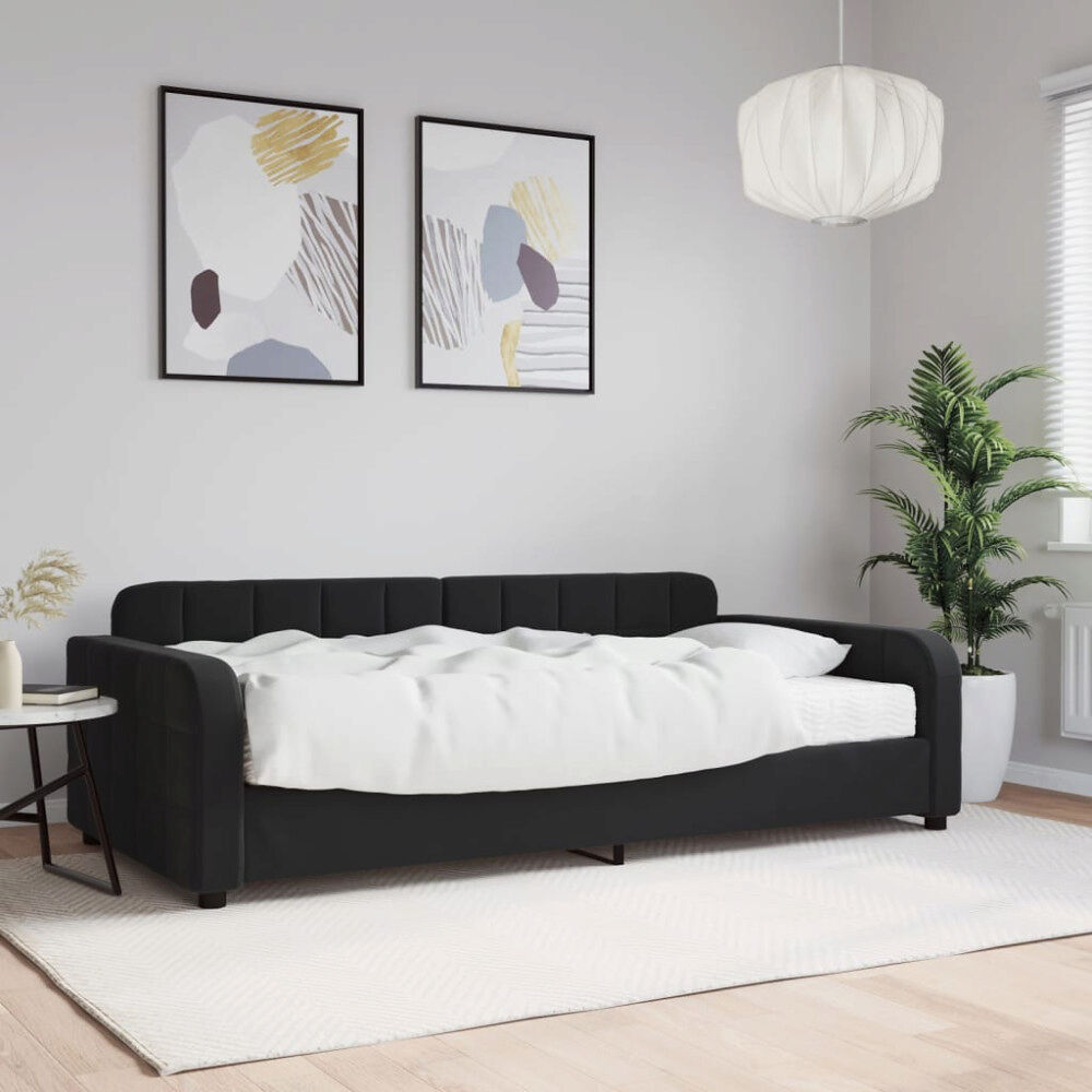 vidaXL Dagbädd med madrass svart 100x200 cm sammet
