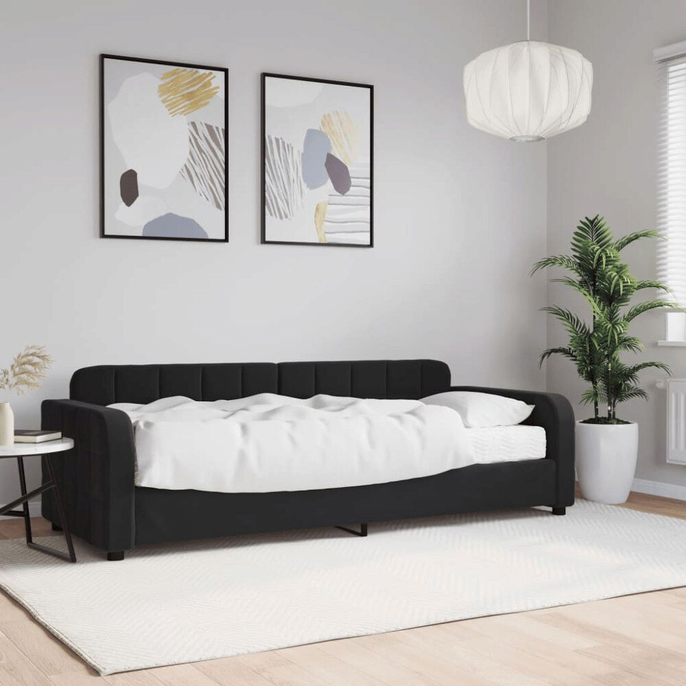 vidaXL Dagbädd med madrass svart 80x200 cm sammet