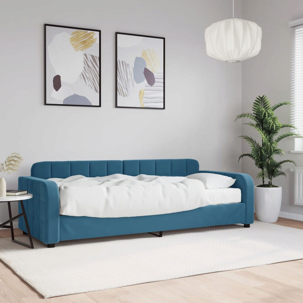 vidaXL Dagbädd med madrass blå 80x200 cm sammet