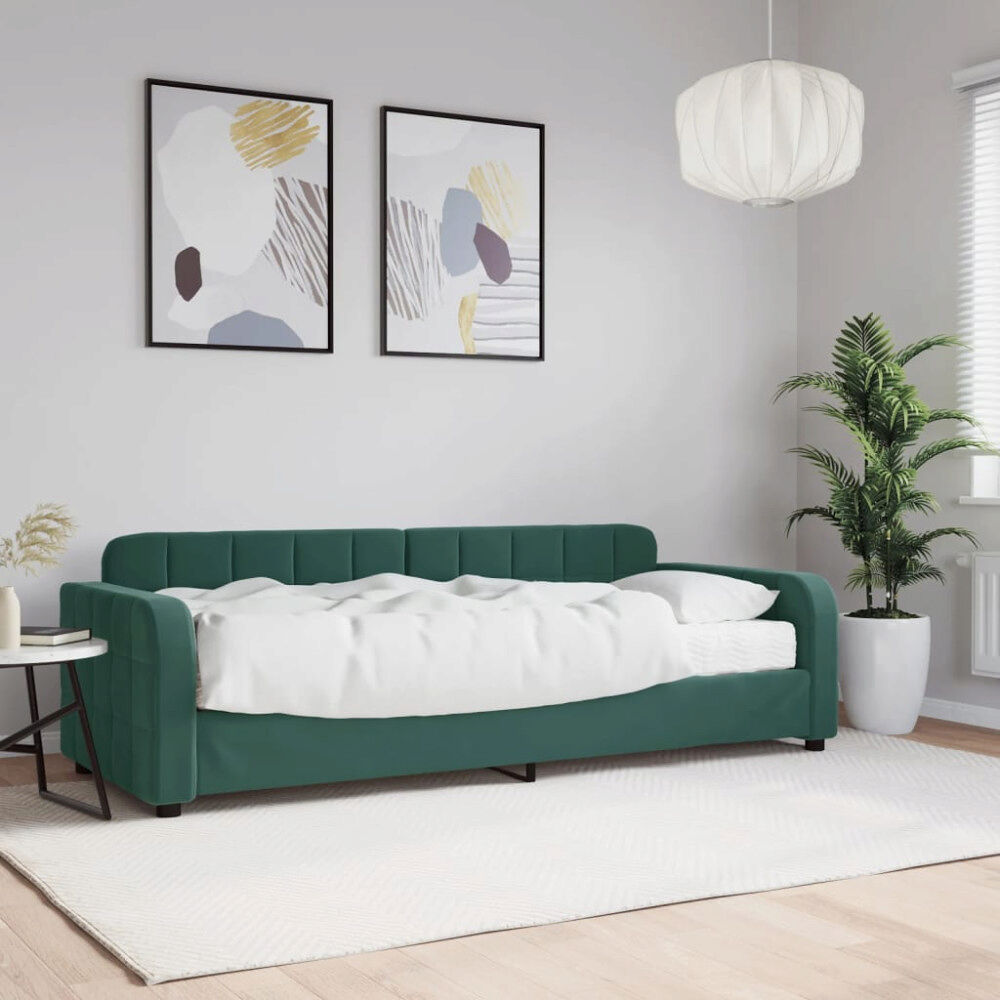 vidaXL Dagbädd med madrass mörkgrön 80x200 cm sammet