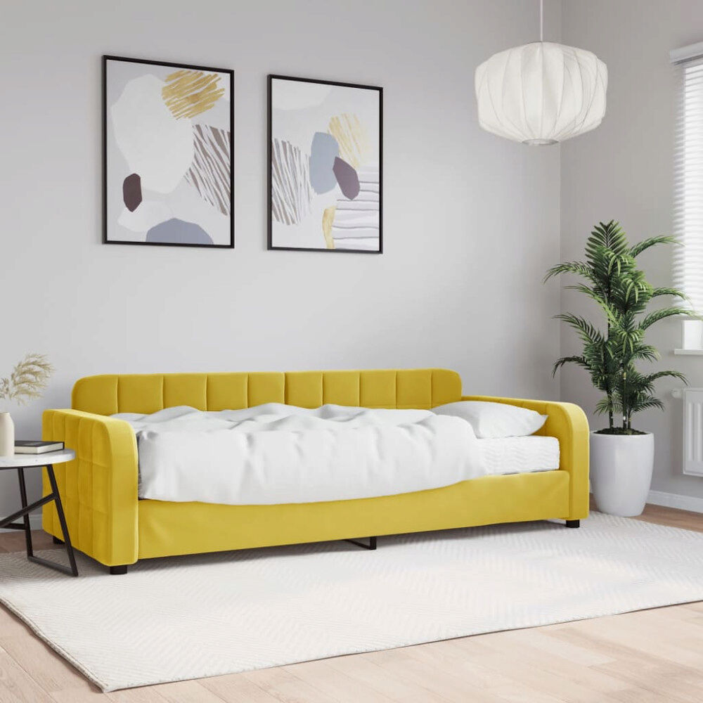 vidaXL Dagbädd med madrass gul 80x200 cm sammet
