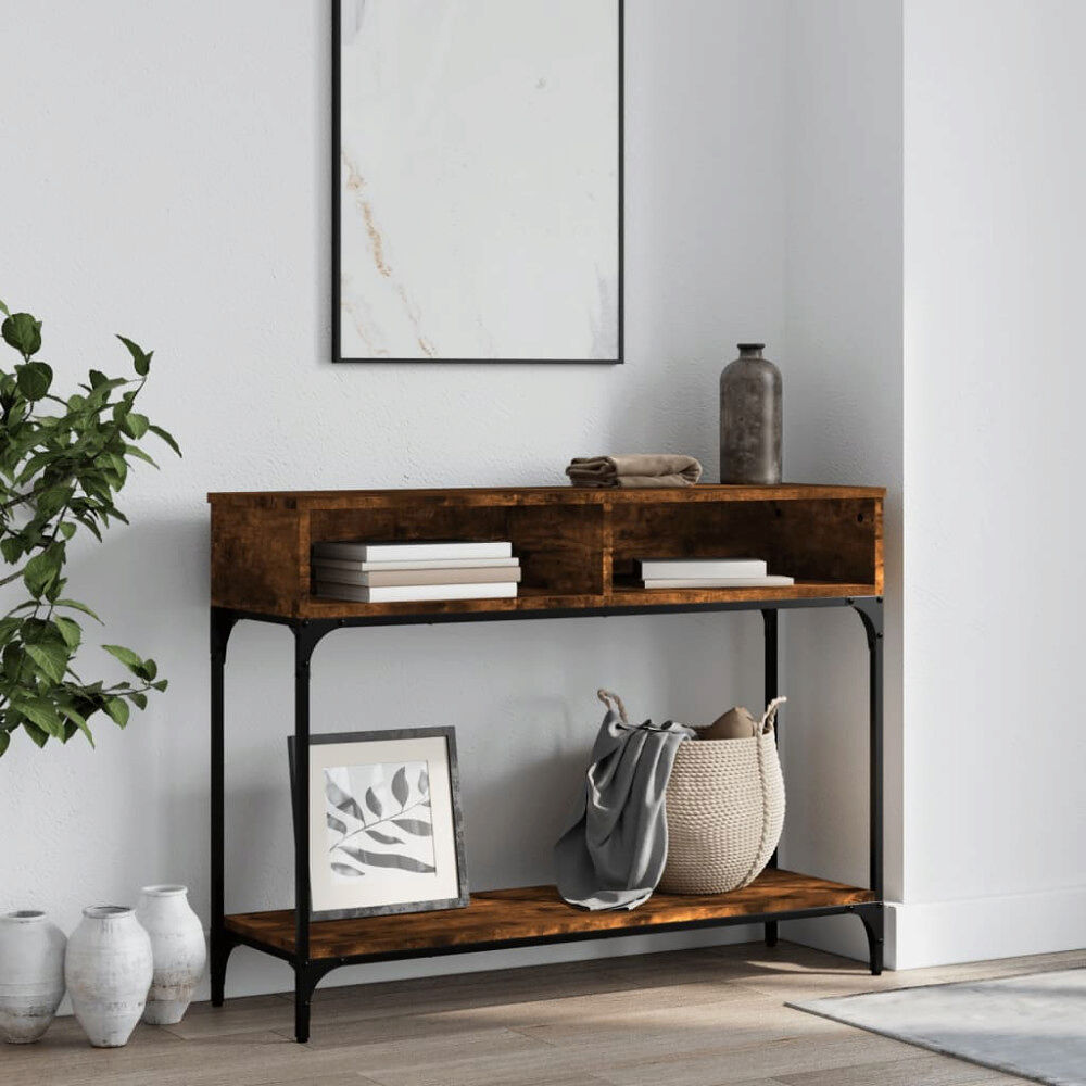 vidaXL Avlastningsbord rökfärgad ek 100x30,5x75 cm konstruerat trä