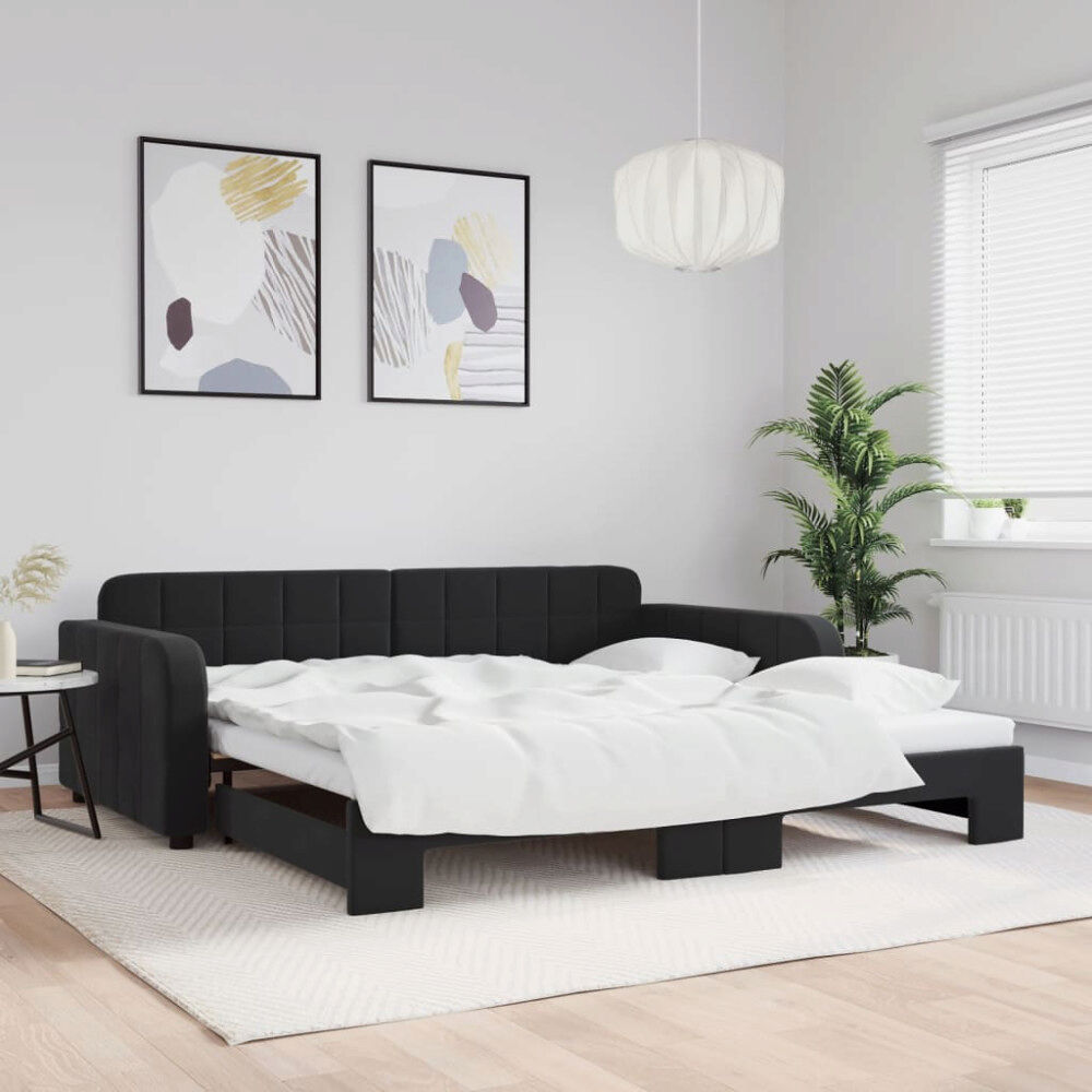 vidaXL Dagbädd utdragbar svart 100x200 cm sammet