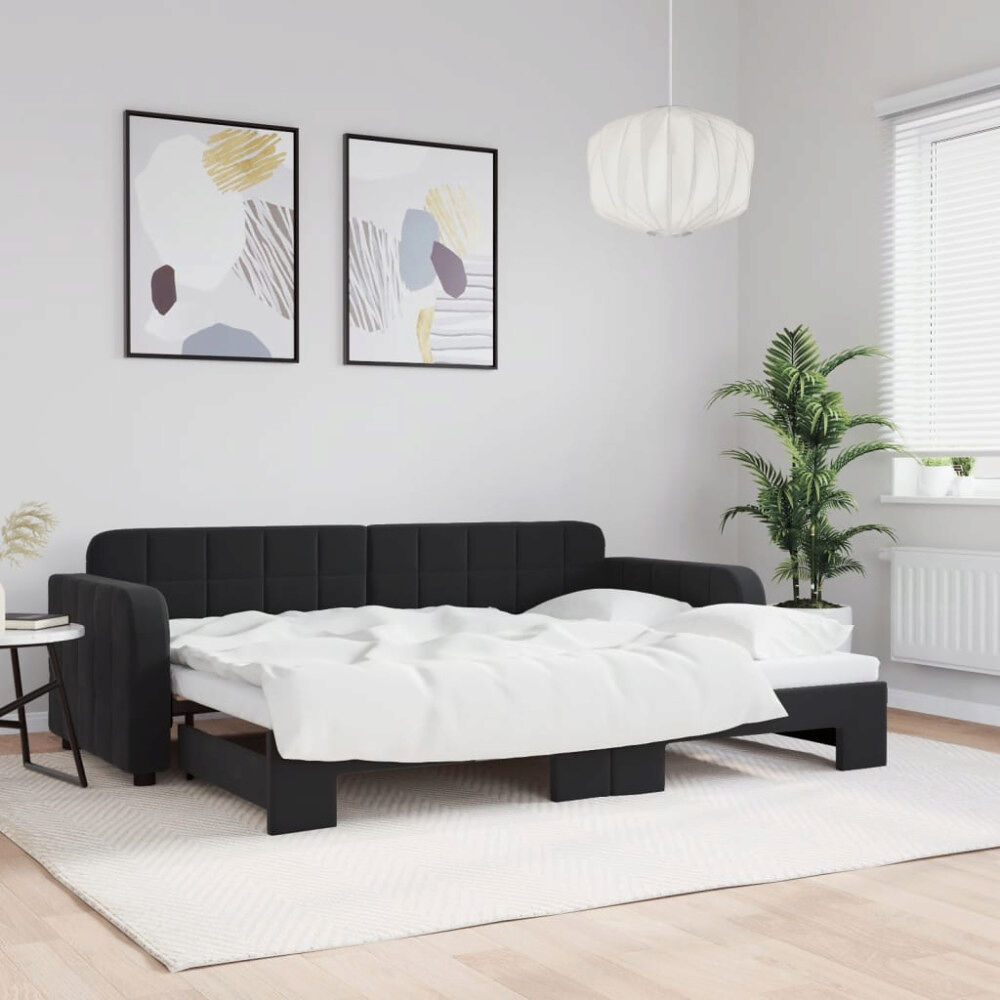 vidaXL Dagbädd utdragbar svart 80x200 cm sammet