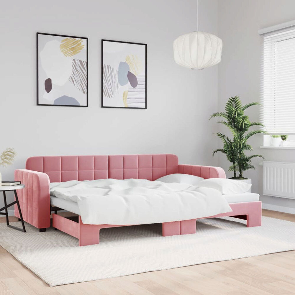 vidaXL Dagbädd utdragbar rosa 80x200 cm sammet