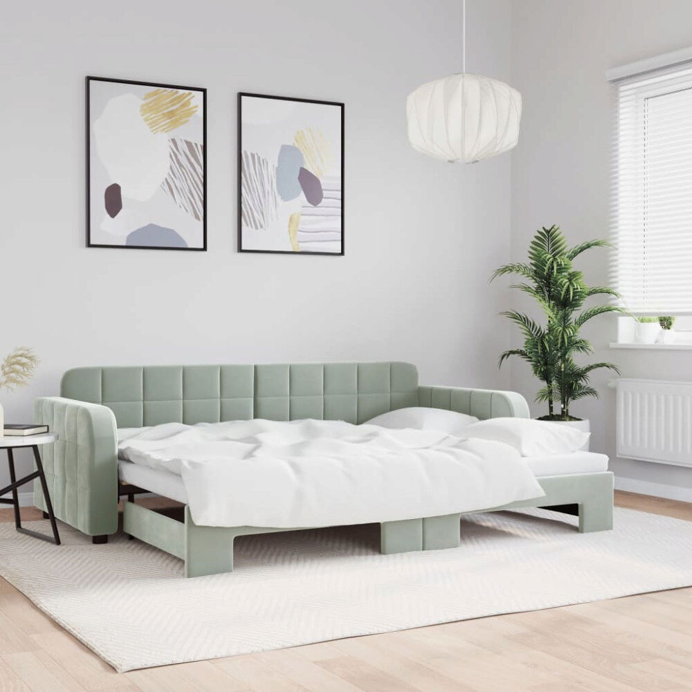 vidaXL Dagbädd utdragbar ljusgrå 80x200 cm sammet