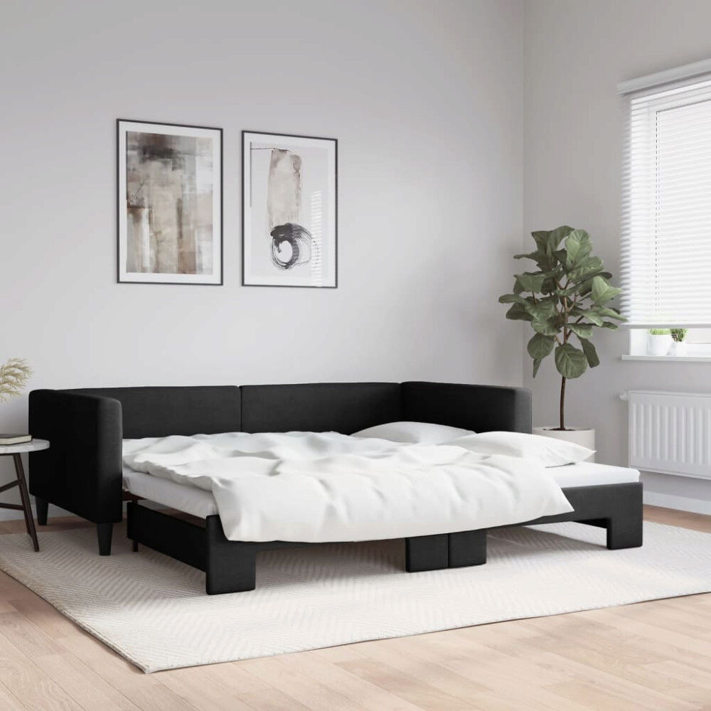 vidaXL Dagbädd utdragbar svart 100x200 cm tyg