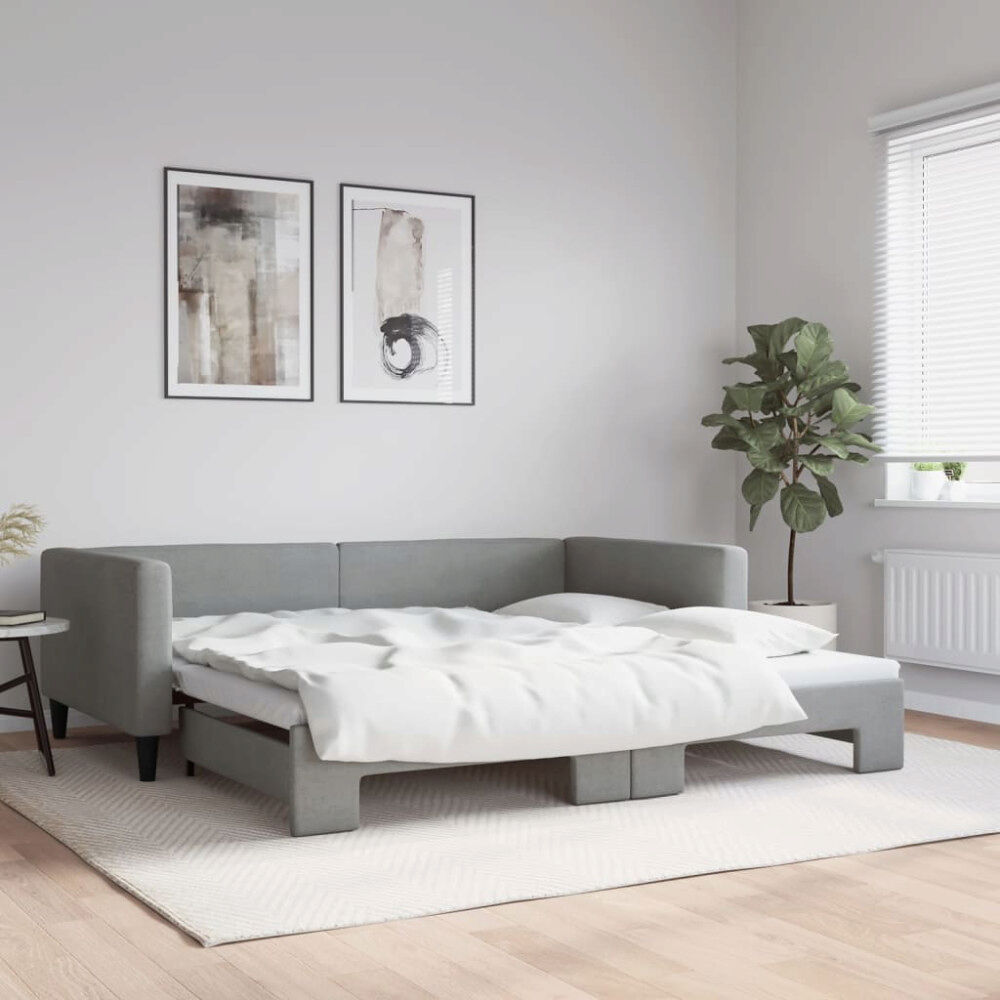 vidaXL Dagbädd utdragbar ljusgrå 100x200 cm tyg