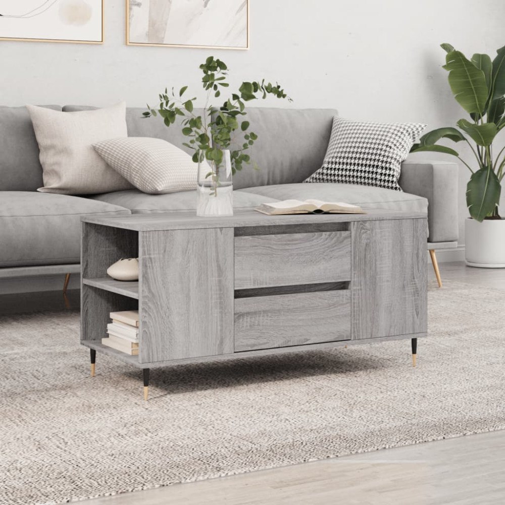 vidaXL Soffbord grå sonoma 102x44,5x50 cm konstruerat trä