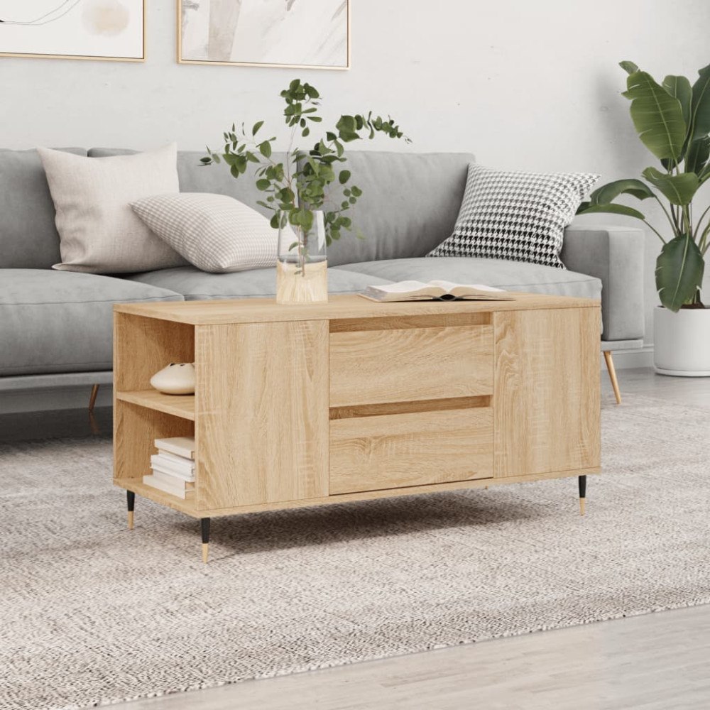 vidaXL Soffbord sonoma-ek 102x44,5x50 cm konstruerat trä