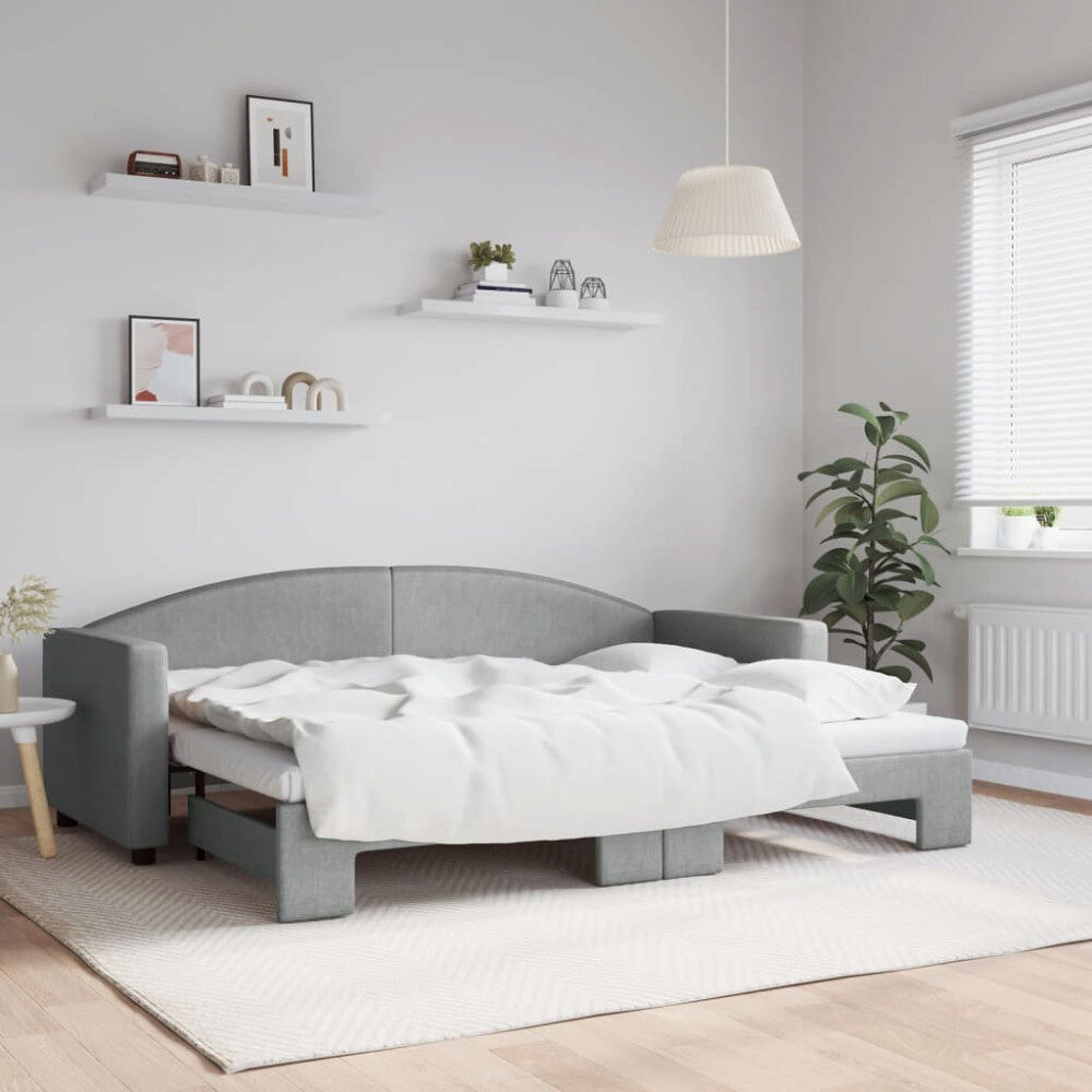 vidaXL Dagbädd utdragbar ljusgrå 80x200 cm tyg