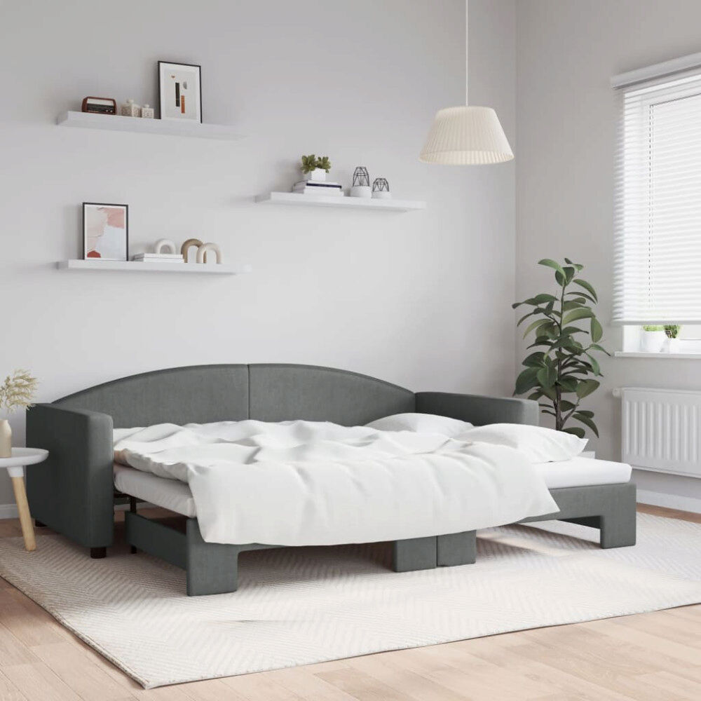 vidaXL Dagbädd utdragbar mörkgrå 90x200 cm tyg