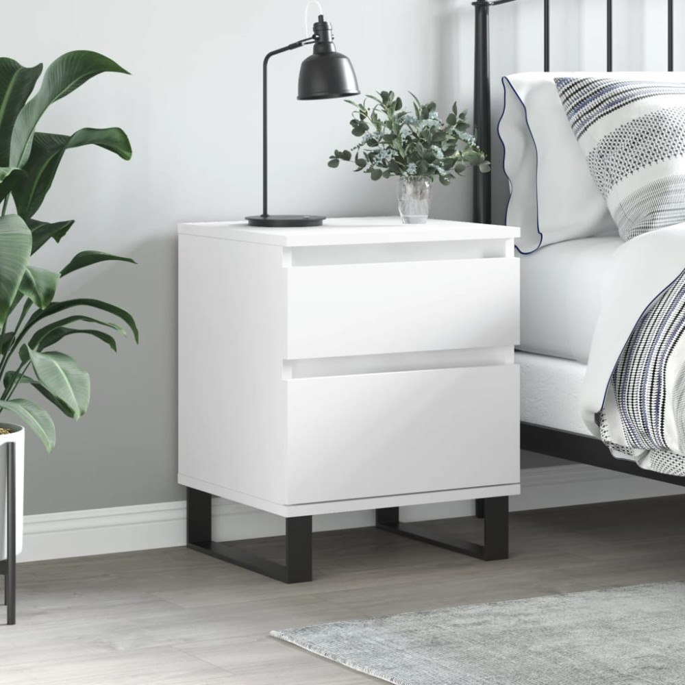 vidaXL Sängbord vit 40x35x50 cm konstruerat trä