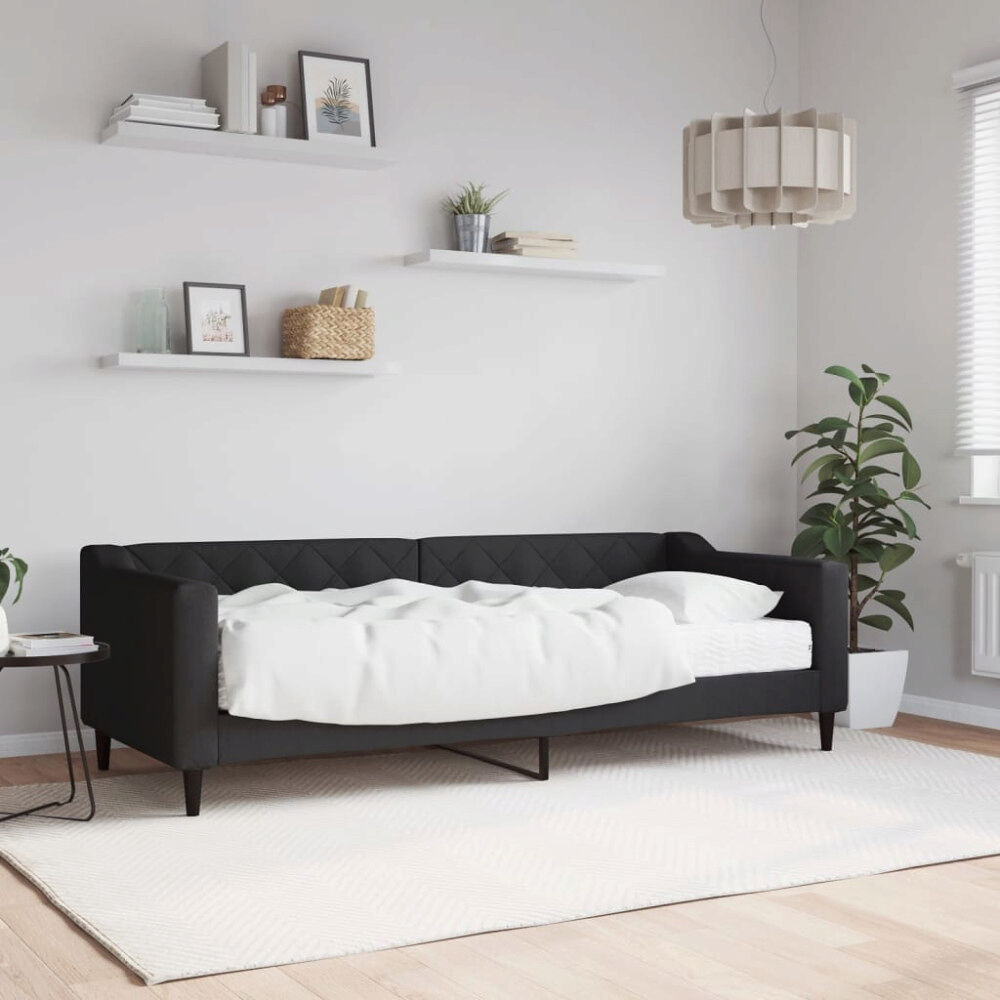 vidaXL Dagbädd med madrass svart 80x200 cm tyg