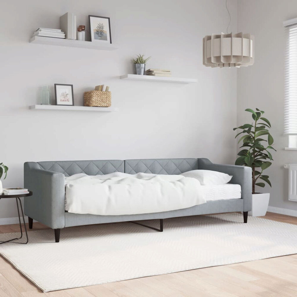 vidaXL Dagbädd med madrass ljusgrå 80x200 cm tyg