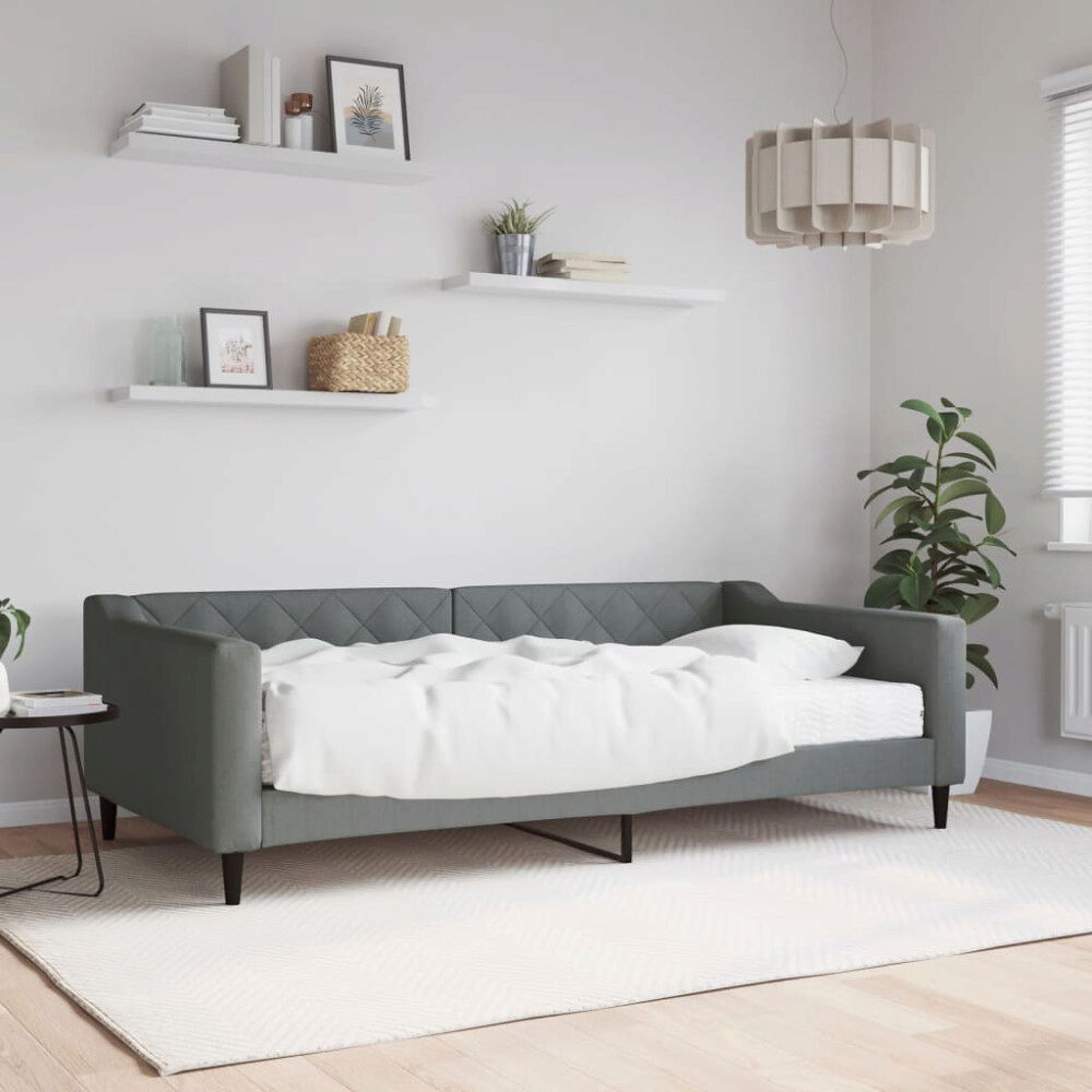 vidaXL Dagbädd med madrass mörkgrå 100x200 cm tyg