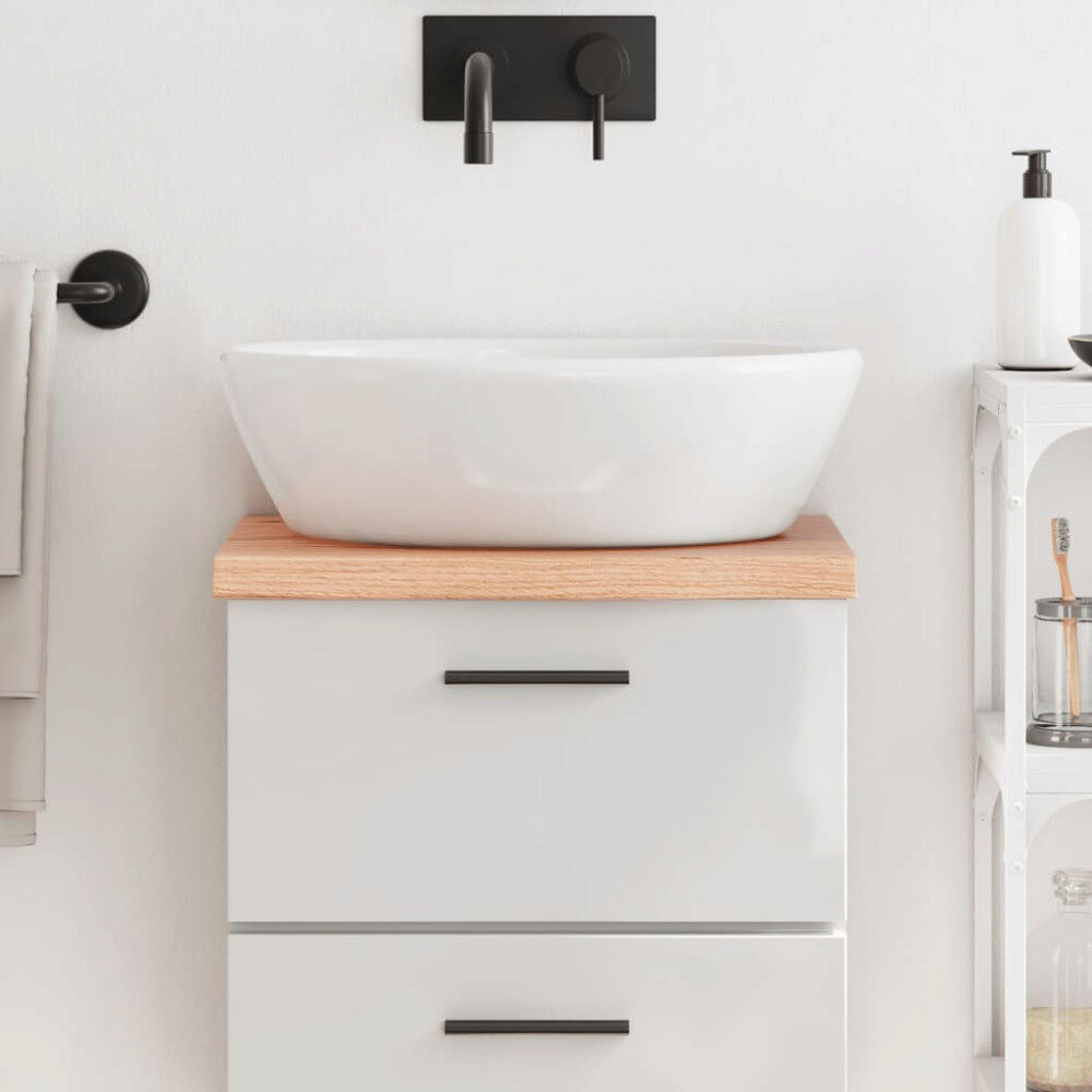 vidaXL Bänkskiva badrum ljusbrun 40x30x(2-4) cm behandlat massivt trä