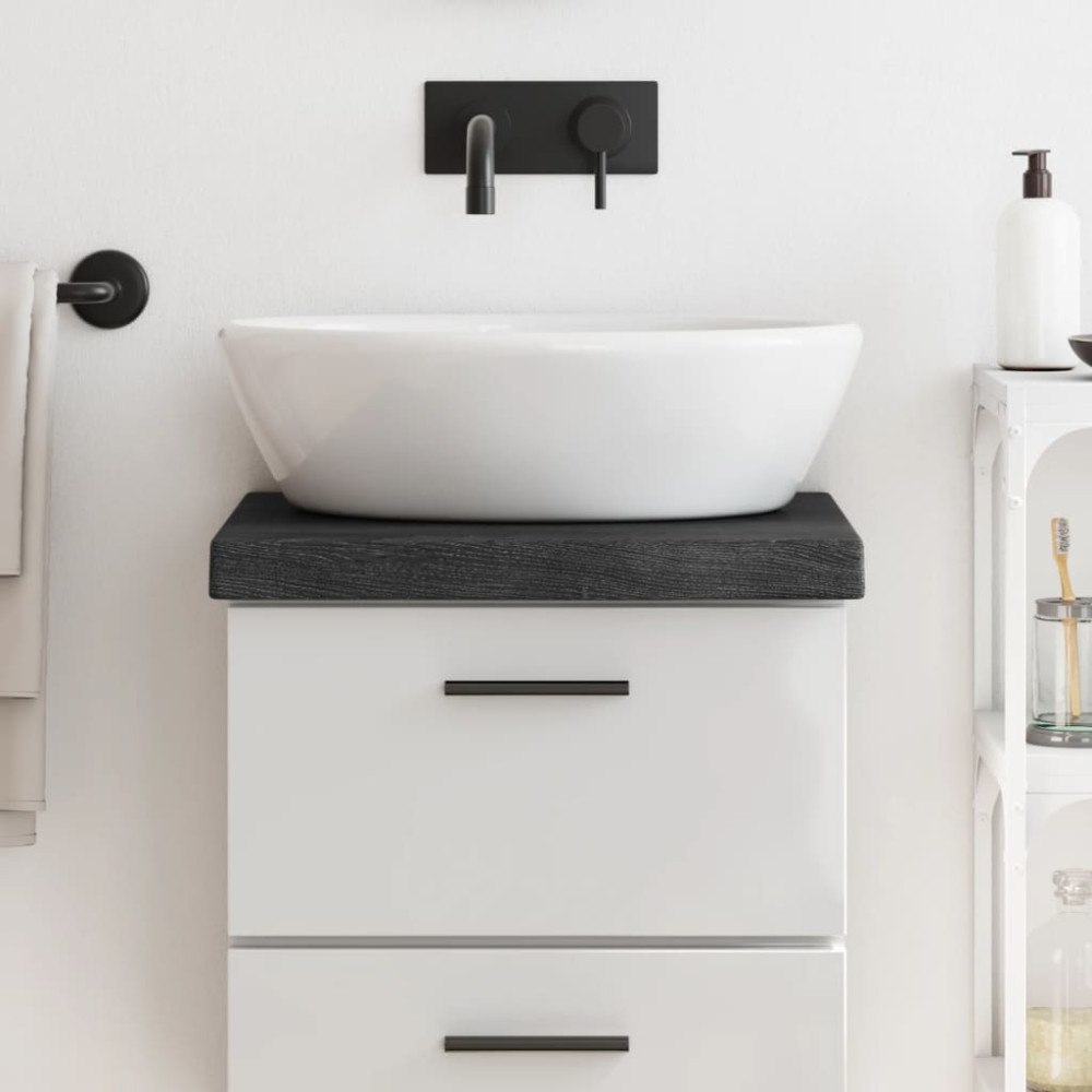 vidaXL Bänkskiva badrum mörkbrun 40x40x(2-6) cm behandlat massivt trä