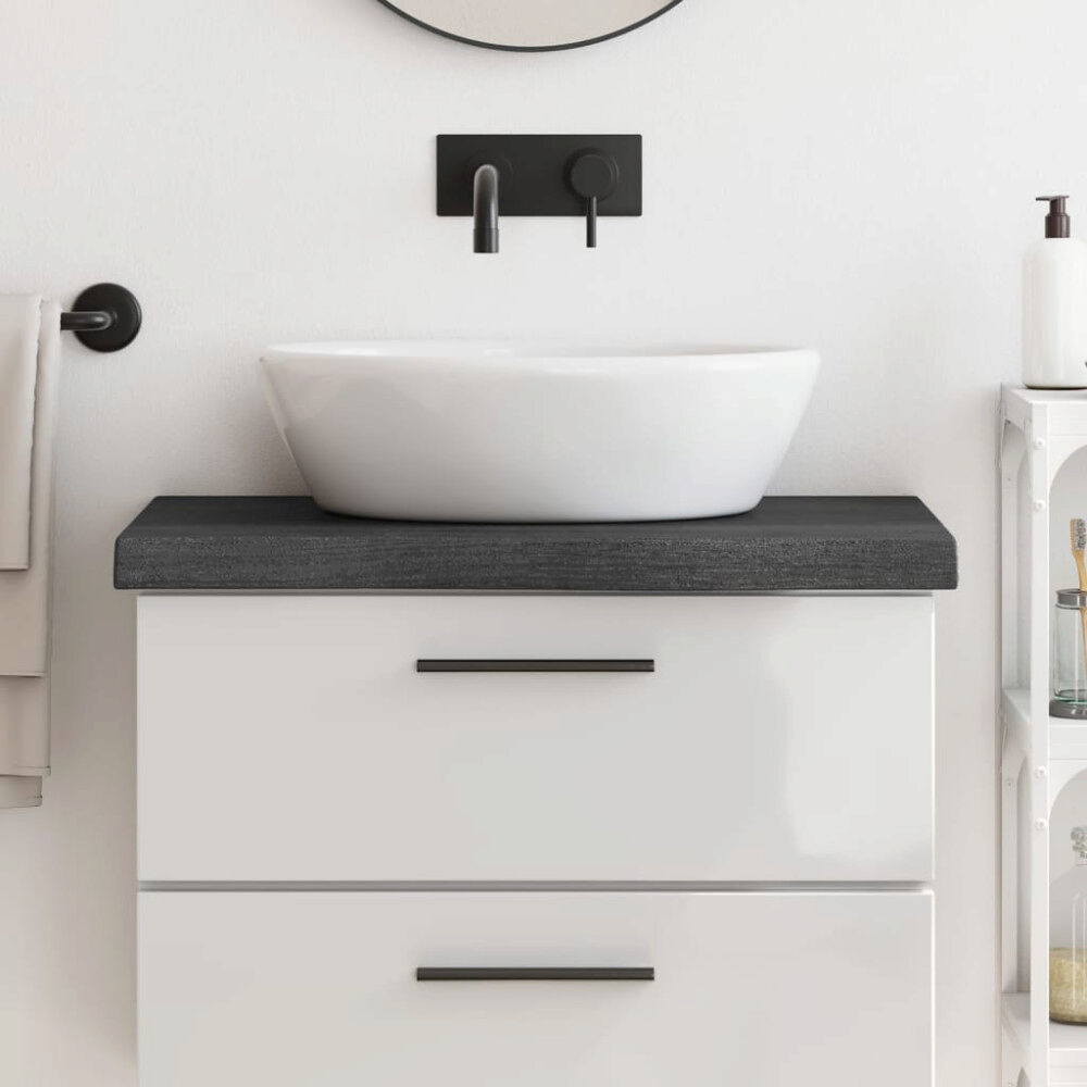 vidaXL Bänkskiva badrum mörkbrun 80x40x(2-6) cm behandlat massivt trä