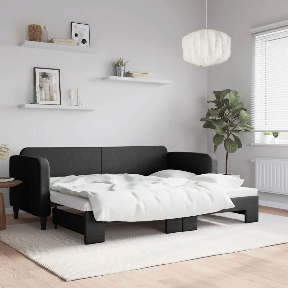 vidaXL Dagbädd utdragbar svart 80x200 cm tyg