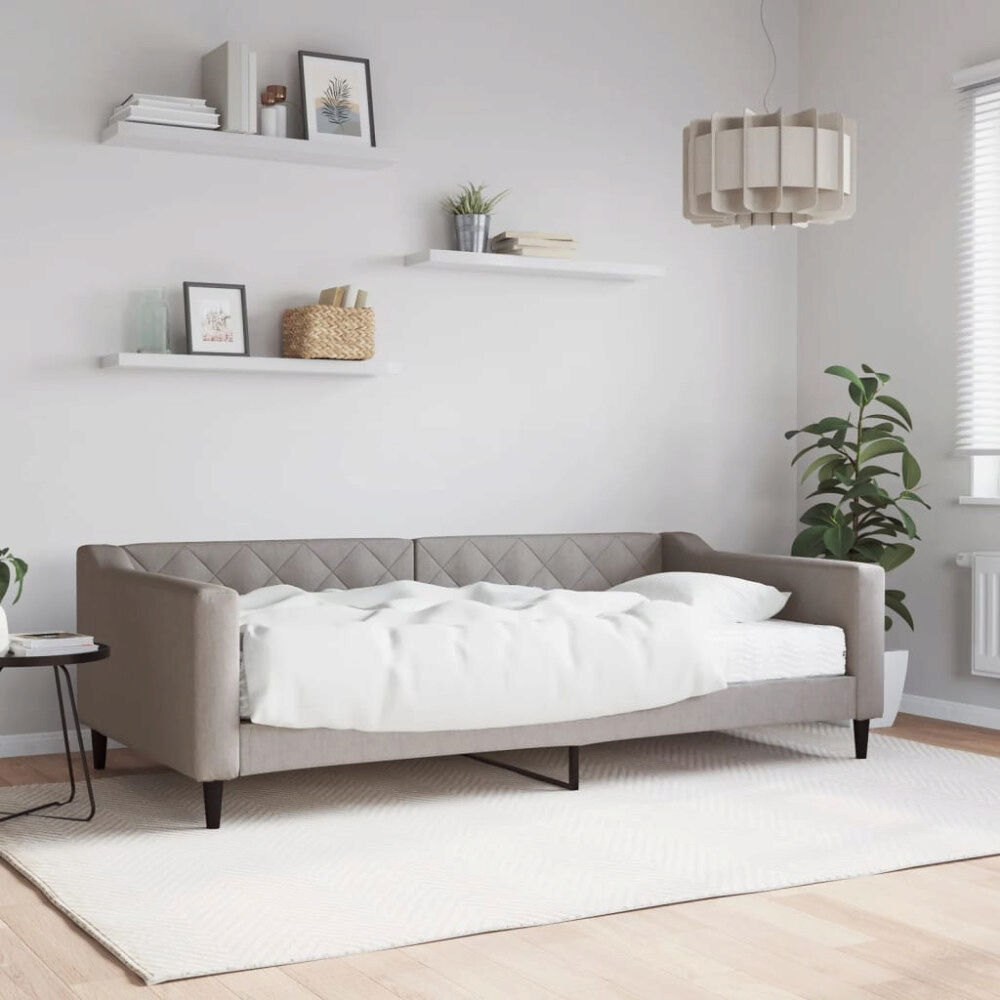 vidaXL Dagbädd med madrass taupe 100x200 cm tyg
