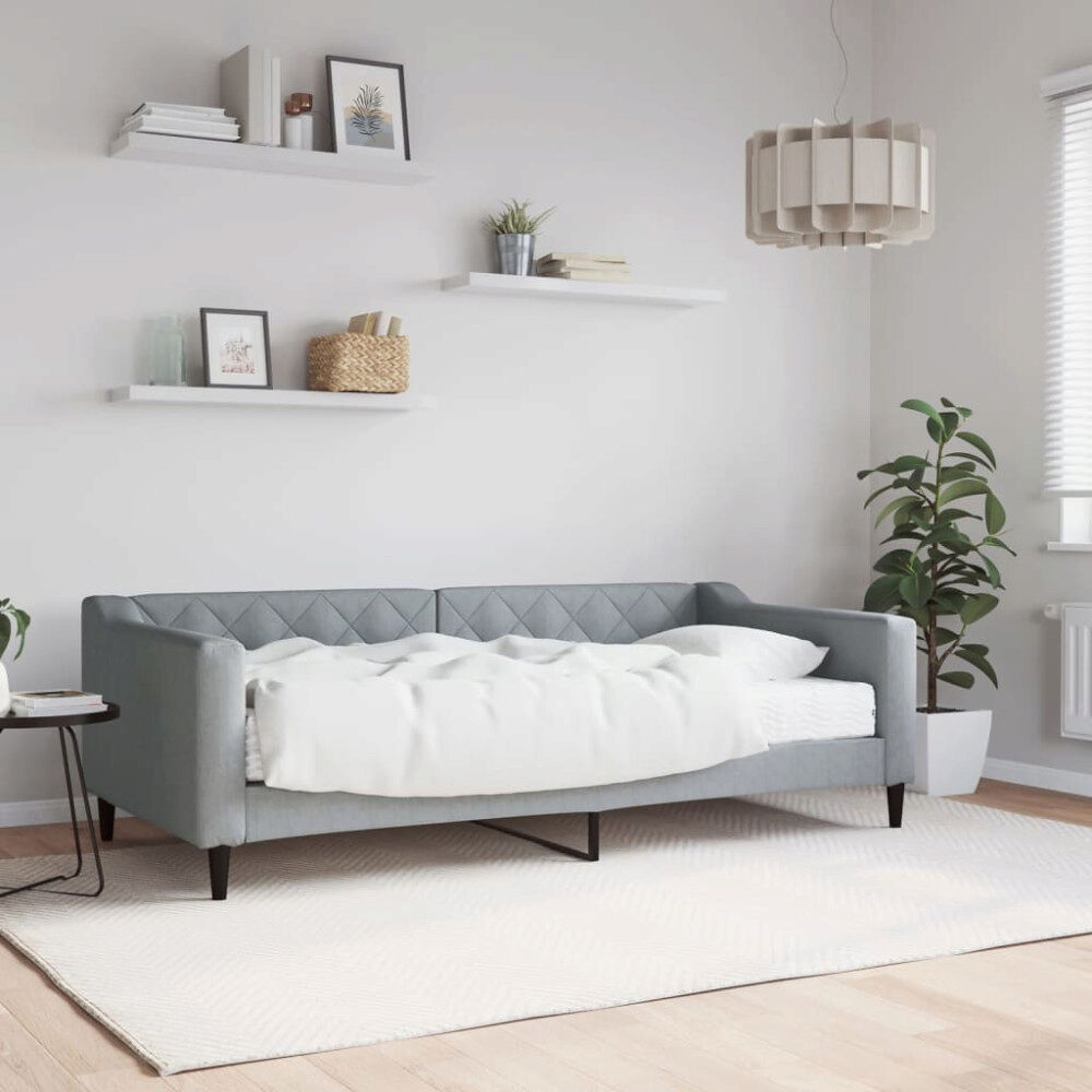 vidaXL Dagbädd med madrass ljusgrå 90x190 cm tyg