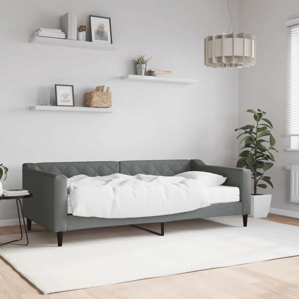 vidaXL Dagbädd med madrass mörkgrå 90x190 cm tyg