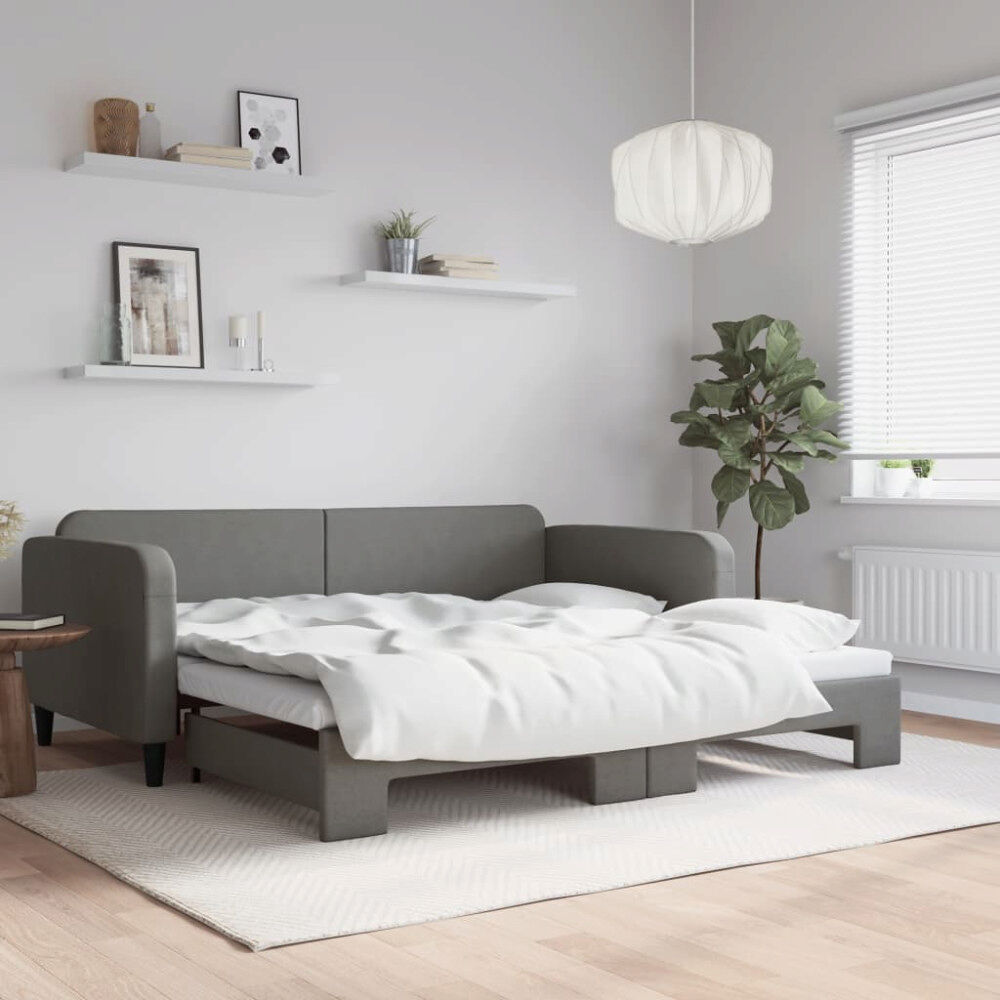 vidaXL Dagbädd utdragbar mörkgrå 100x200 cm tyg