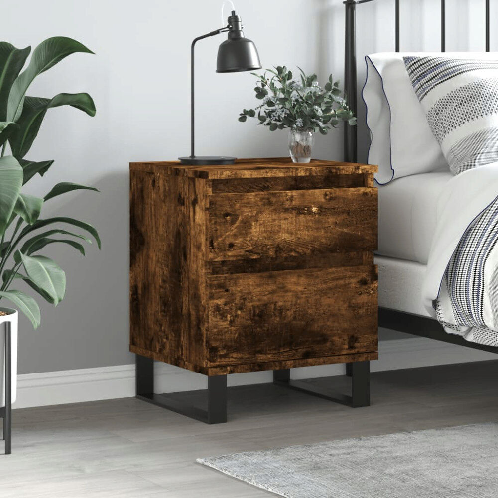 vidaXL Sängbord rökfärgad ek 40x35x50 cm konstruerat trä
