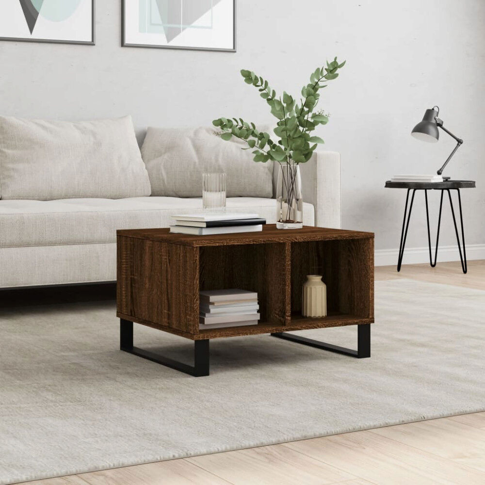 vidaXL Soffbord brun ek 60x50x36,5 cm konstruerat trä