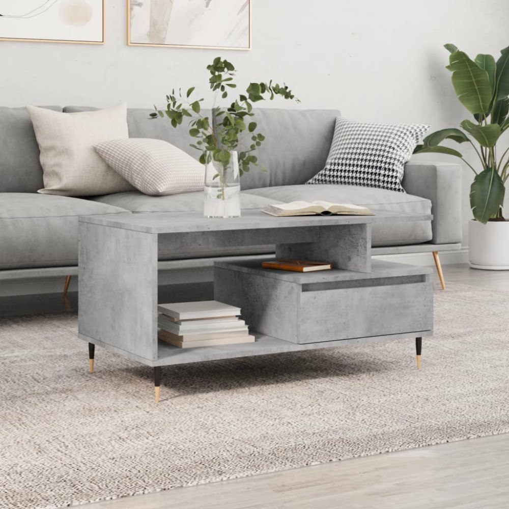 vidaXL Soffbord betonggrå 90x49x45 cm konstruerat trä