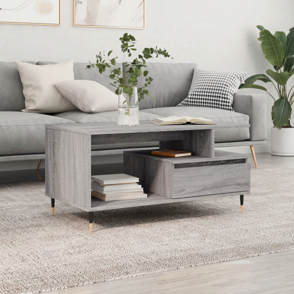 vidaXL Soffbord grå sonoma 90x49x45 cm konstruerat trä