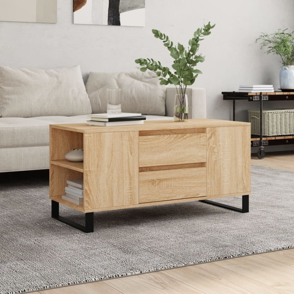vidaXL Soffbord sonoma-ek 102x44,5x50 cm konstruerat trä