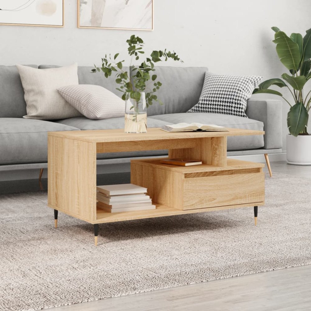vidaXL Soffbord sonoma-ek 90x49x45 cm konstruerat trä