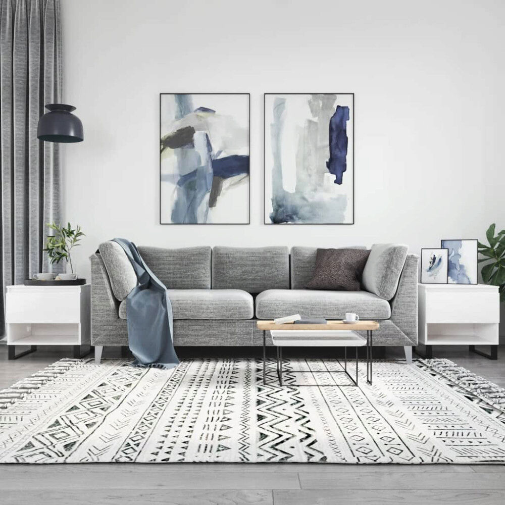 vidaXL Soffbord 2 st vit högglans 50x46x50 cm konstruerat trä