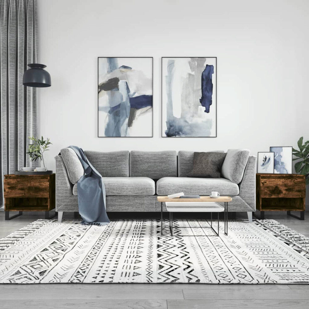 vidaXL Soffbord 2 st rökfärgad ek 50x46x50 cm konstruerat trä