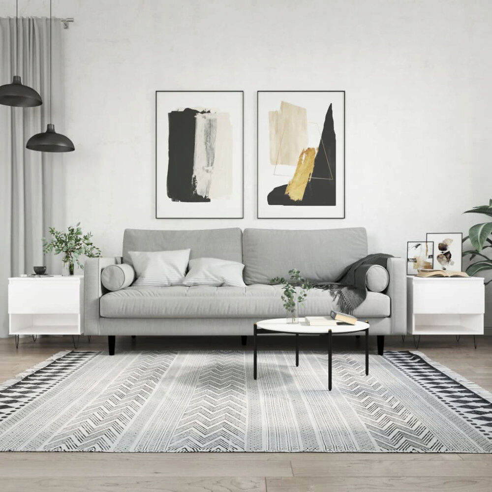 vidaXL Soffbord 2 st vit högglans 50x46x50 cm konstruerat trä
