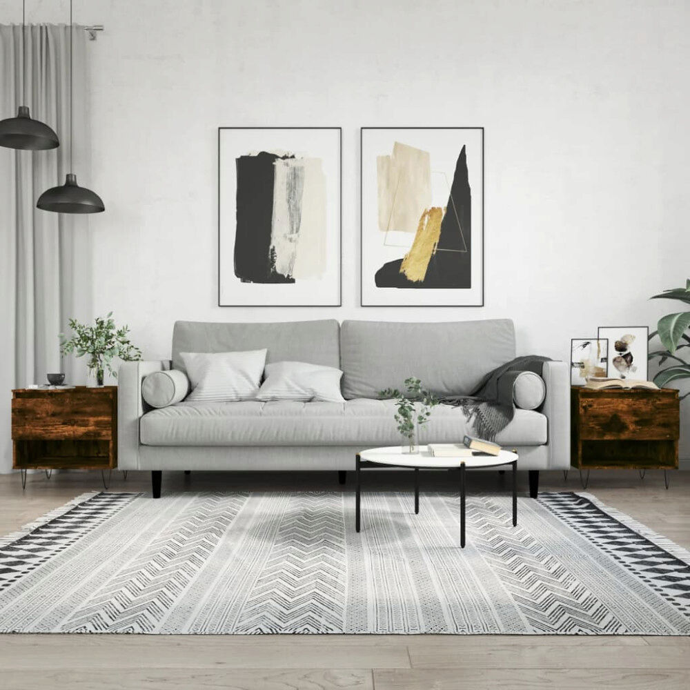 vidaXL Soffbord 2 st rökfärgad ek 50x46x50 cm konstruerat trä