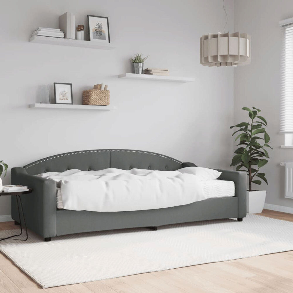 vidaXL Dagbädd med madrass mörkgrå 100x200 cm tyg