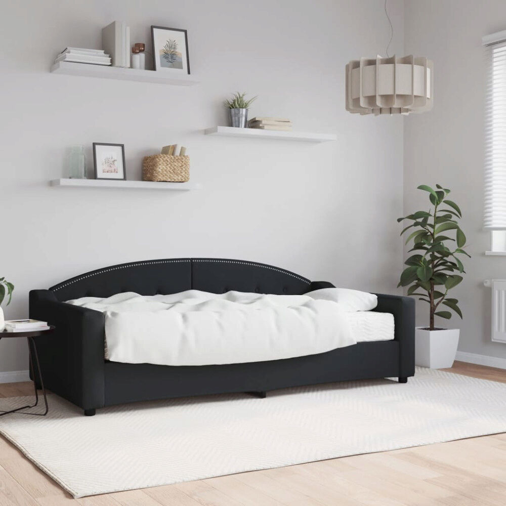 vidaXL Dagbädd med madrass svart 90x190 cm tyg