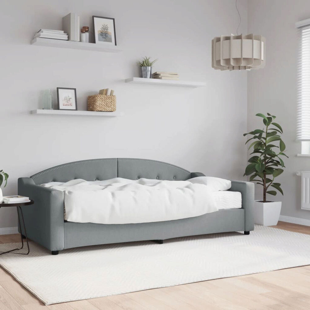 vidaXL Dagbädd med madrass ljusgrå 90x190 cm tyg